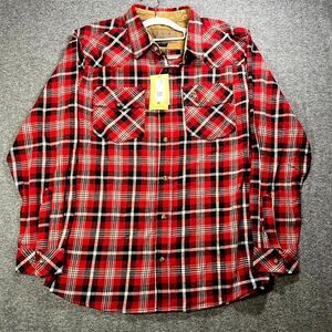 NWT Legendary Stockyards Men’s Shotgun Western Flannel Shirt Red Size L